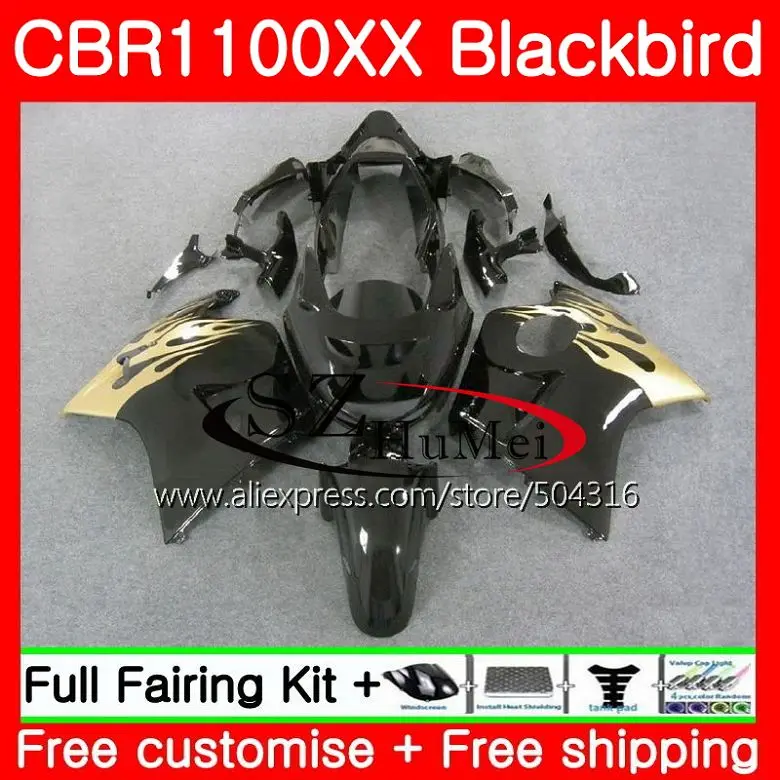 Обтекатели для Honda рамкой Черный CBR1100XX Дрозд CBR1100 XX 1996 1997 1998 1999 2000 2001 63SH17 CBR 1100XX 96 97 98 99 00 01