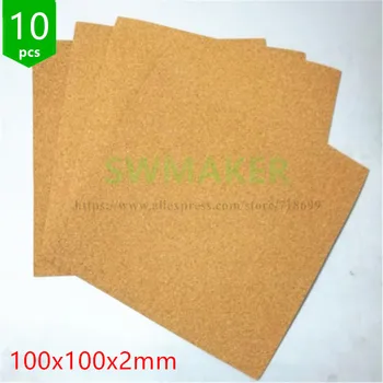 

SWMAKER 10pcs* 100*100mm 3D Printer Cork Sheet 2mm Thick - Heat bed Insulation cork plate 100x100 mm