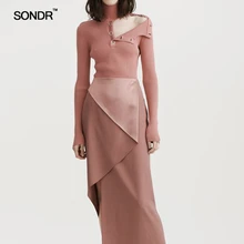 SONDR 2019 new women's long sleeve turtleneck sweater thread render unlined upper garment sweater irregular unique design