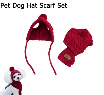 

Warm Pet Dog Hat Scarf Set Winter Handmade Knitted Pet Clothes For Small Dogs Cats Puppy Clothing Yorkie Chihuahua Costume