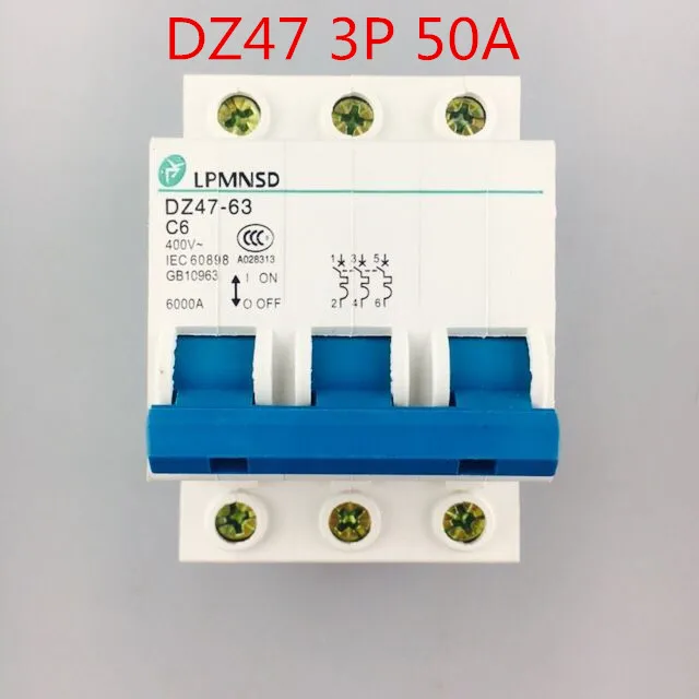 3P 50A 400V~ 50HZ//60HZ Circuit breaker MCB C type