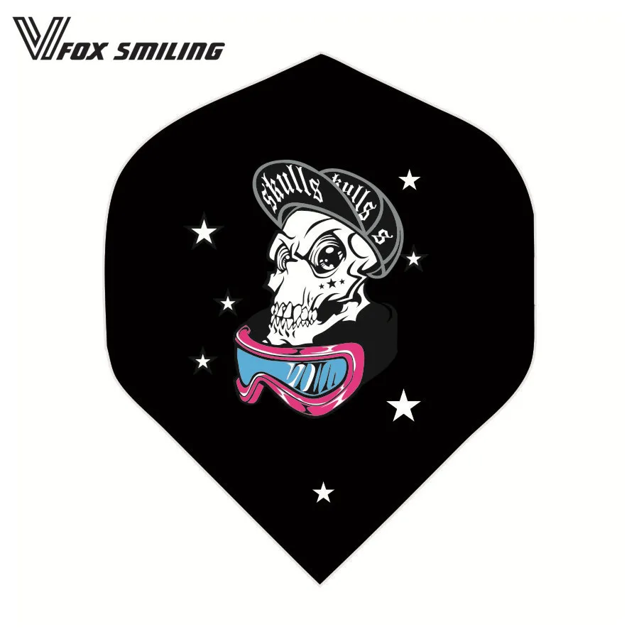 

Fox Smiling 30PCS Professional Darts Flights Dardos Feather Leaves Wings Tail Dart Accessories With Skull Pattern Black