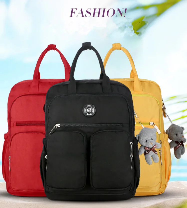 Водонепроницаемые нейлоновые мягкие сумки для школьниц, рюкзак для путешествий на молнии с ручкой, одноцветная сумка с несколькими карманами, Mochila Feminina Sac