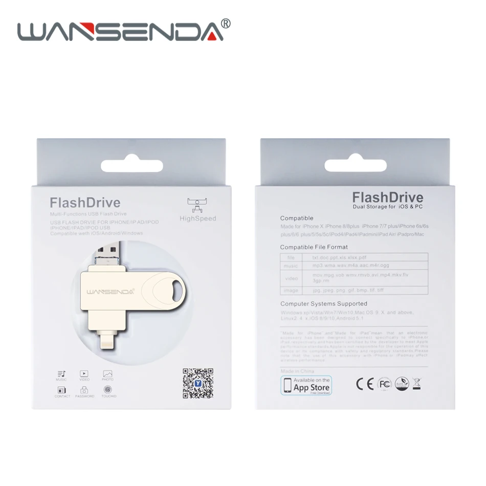 Флеш накопитель WANSENDA USB 3 0 OTG флеш для iPhone/Android 8 ГБ 16 32 64 128 карта 0|USB флэш-накопители|