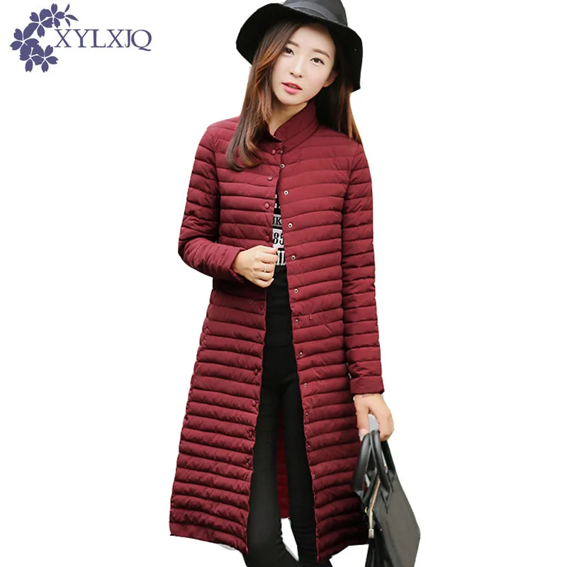 XYLXJQ Natrual Elegant Stand Collar Women Long Cotton Padded Coat Plus