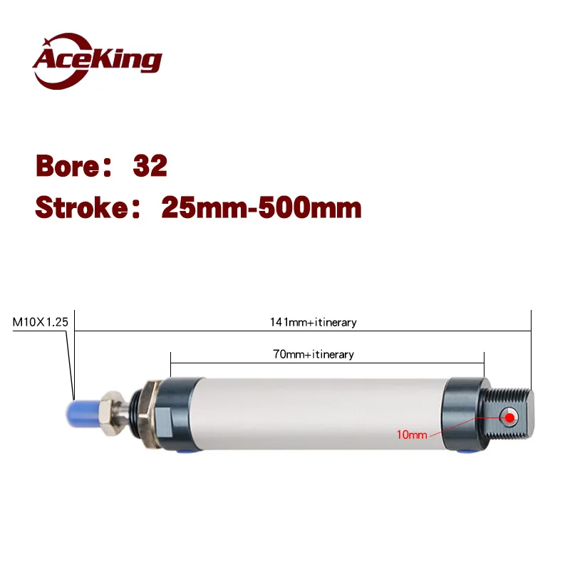 

MAL Small mini aluminum alloy cylinder MAL32X25X50X75X100X125X150X175X200 -SCA push industrial fixture in circular cylinder