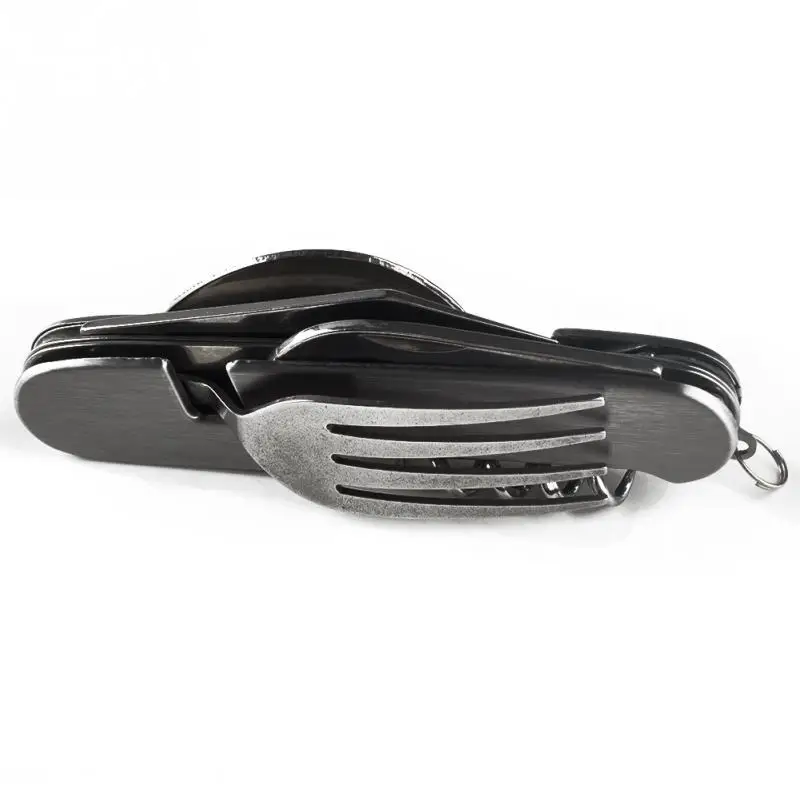 

Multi-function Outdoor Camping Picnic Tableware Stainless Steel Cutlery 4 in 1 Folding Spoon Fork Knife&Bottle Opener