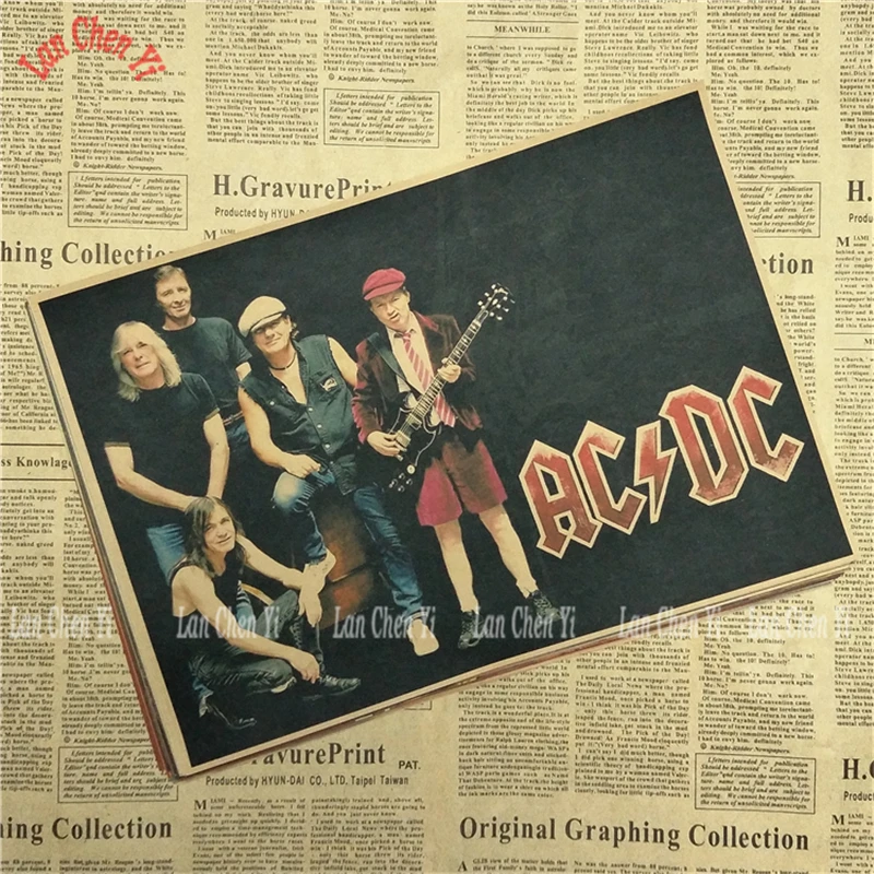 Классический рок-группа ACDC крафт-бумага Плакат Бар Кафе гостиная столовая настенные декоративные картины