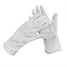 10 пар белых полиэфирных хлопковых трехленточных ремней пряжки Военные перчатки утолщение этикет командные перчатки