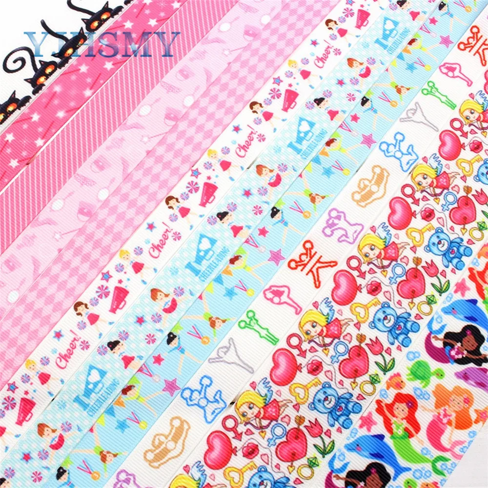 YJHSMY 17223159 5/8 &quot(15 22 38 мм) мультфильм напечатанный grosgrain лента DIY handmadeHair Аксессуары