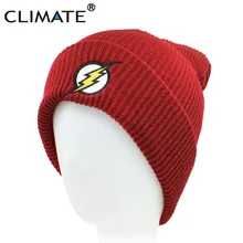 CLIMATE Men Women Winter Warm Beanie Hat 2017 New Flash Hero Soft Red HipHop Warm Knitted Red Caps Hat For Men Women Teenager