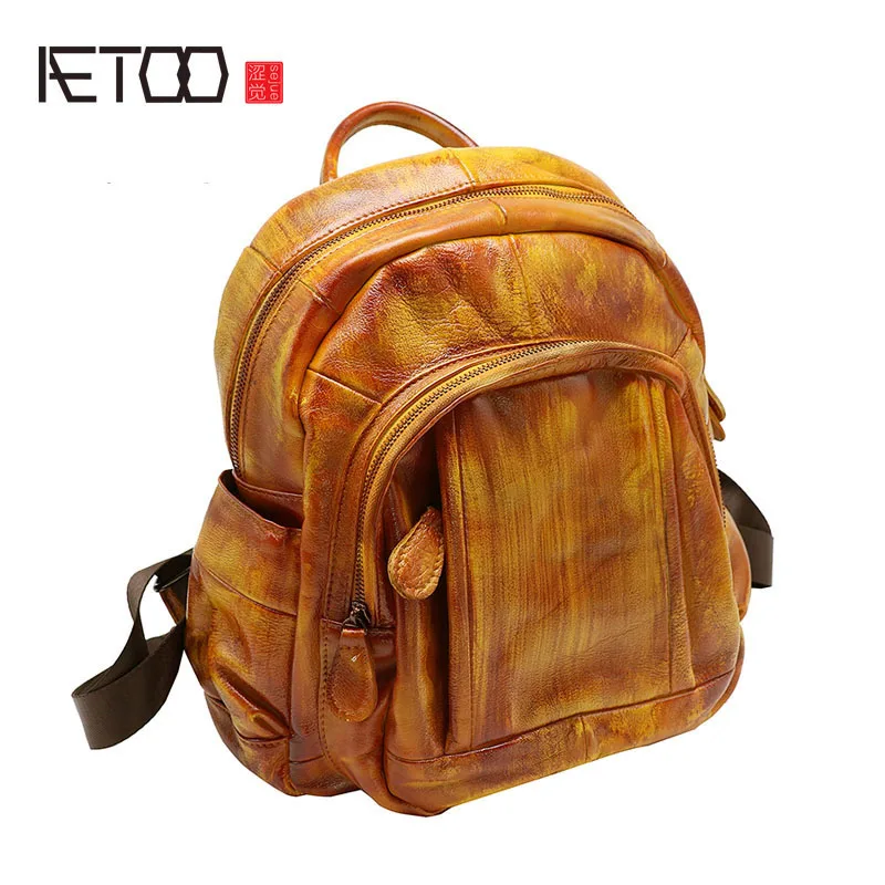 

AETOO Leather Europe and the United States the new large capacity ladies shoulder bag retro first layer leather bag handbags bac
