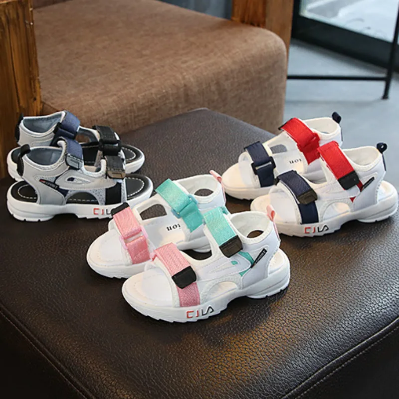 

kids summer platform ssandals with mesh PU soft in korean style for girl and boy flat shoes