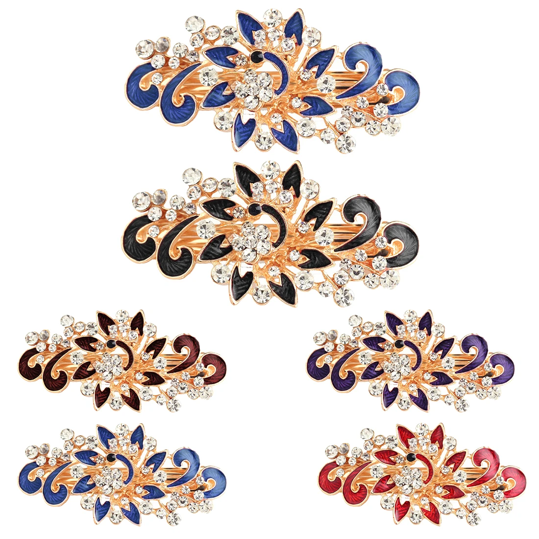 

Drop Oil Phoenix Hairpin Hair Clip Peacock Rhinestone Spring Cross Clip Headwear Alloy Hair Accessory for Women