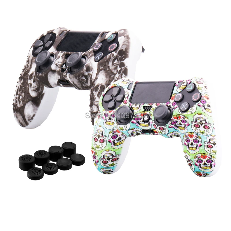 10 in 1 For Sony Dualshock PS4 DS4 Slim Pro Controller Silicone  Case Protective Skin + Thumb Stick Caps for Play station 4 (8)