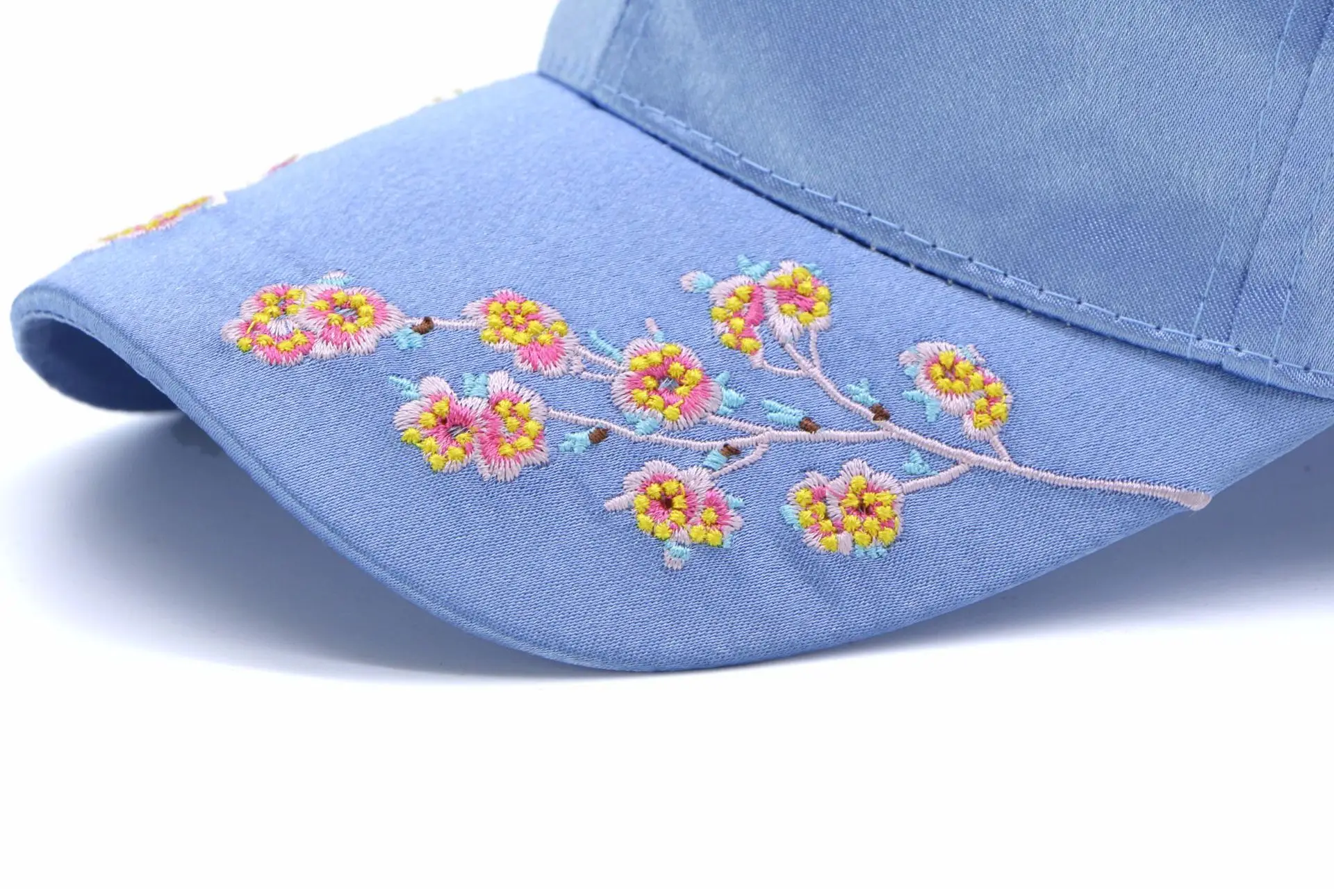 Весна Лето Новая Женская бейсбольная кепка Цветочная шляпа для женщин атласная дышащая синяя розовая зеленая 3 цвета