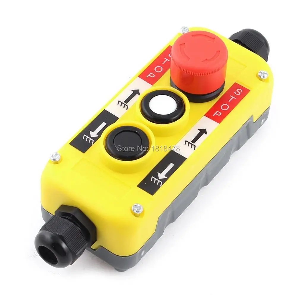 Red Emergency Stop Up Down Push Button Switch AC 400V for Hoist Crane