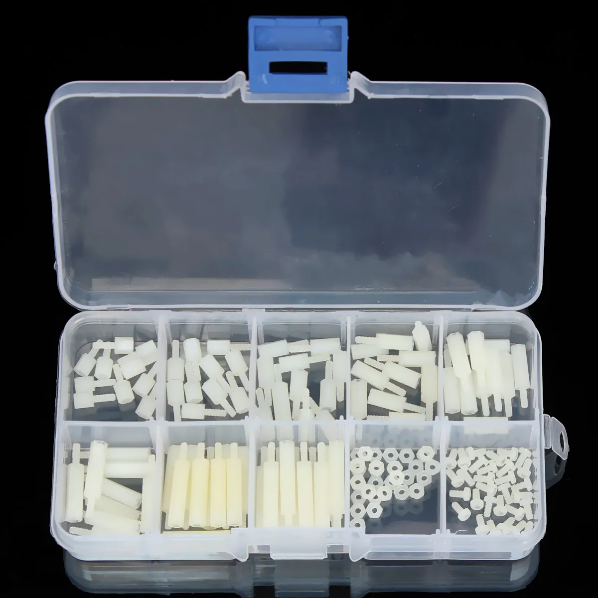 

140Pcs/Set M2NH2 M2 White Nylon Hex Spacers Screws Nuts Nylon PCB Standoff Assortment Kit Plastic Box Fastener Hardware
