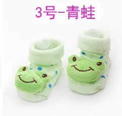 1 пара, хлопковые носки с рисунком для новорожденных нескользящие носки для малышей с изображением животных домашние носки для маленьких мальчиков и девочек аксессуары для детской одежды - Цвет: 3frog