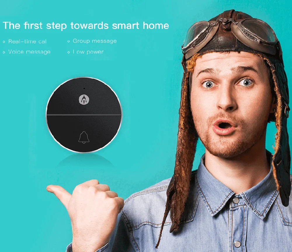 

Intelligent Wifi Smart Home Voice Intercom Doorbell with Voice Recording Message Notification & Group Chat & Battery operated