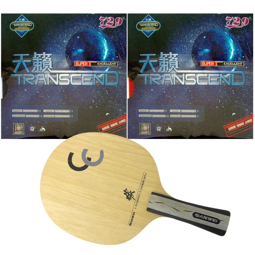 Pro настольный теннис/пинг понг Combo ракетки: Sawei CC с 2x RITC 729 Дружба TRANSCEND КРЕМ длинные