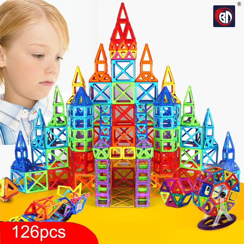 

New 126pcs Mini Magnetic Designer Construction Set Model & Building Toy Plastic Magnetic Blocks Educational Toys For Kids Gift