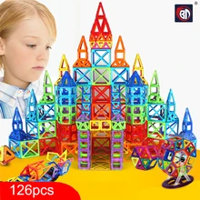 Nova 126 pcs Mini Magnetic Conjunto Modelo de Construção Designer & Brinquedo de Construção de Plástico Blocos Magnéticos Brinquedos Educativos Para Crianças Presente