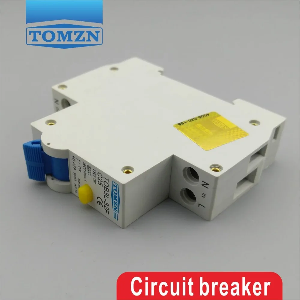 TOB3L-32F 18 мм RCBO 25A 1P+ N 6KA УЗО с защитой от перегрузки по току и утечки