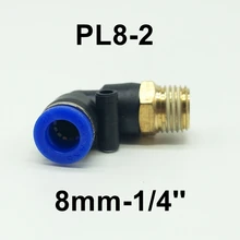10 pcs 8 milímetros Mangueira Pneumática Fittings Elbow Rápida Push in Conector 1/4 ''Rosca em Forma de L de Ar Pneumático Fiittings PL8-2
