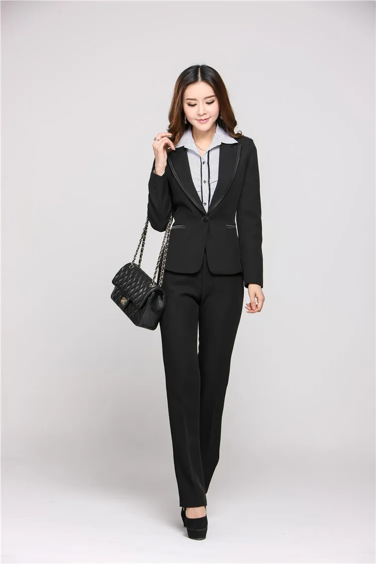 New Autumn Winter Formal PantSuits Women Suits with Pant and Top Sets Blazer Professional Office Uniform Style Plus Size