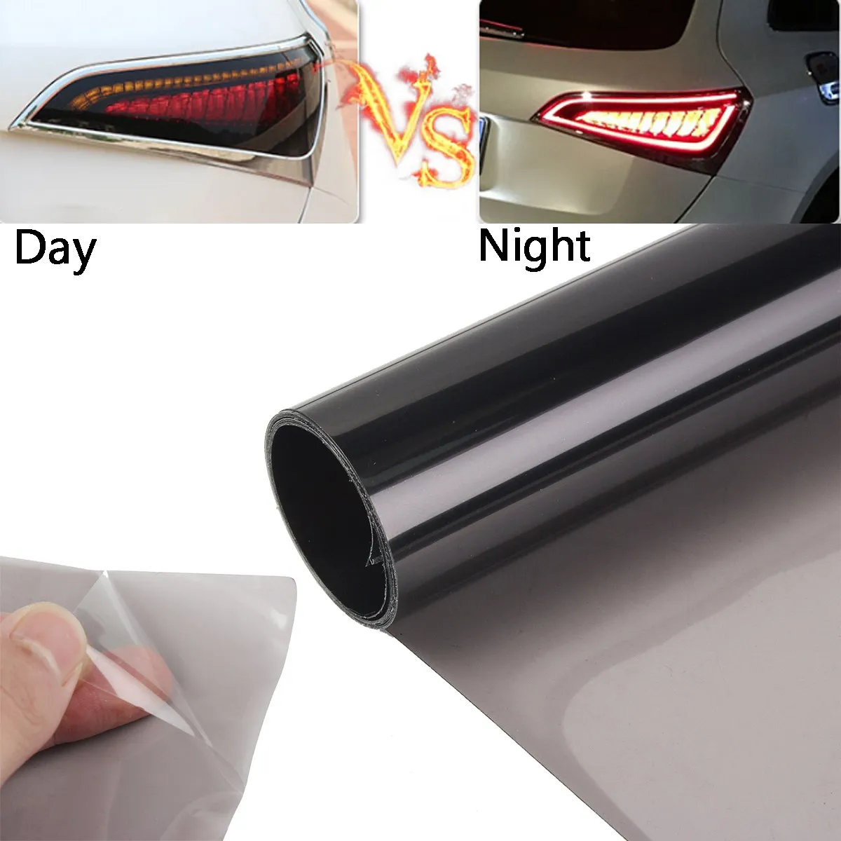 Light Black Car Headlights Taillight Film Fog Lights Sticker Tint Film