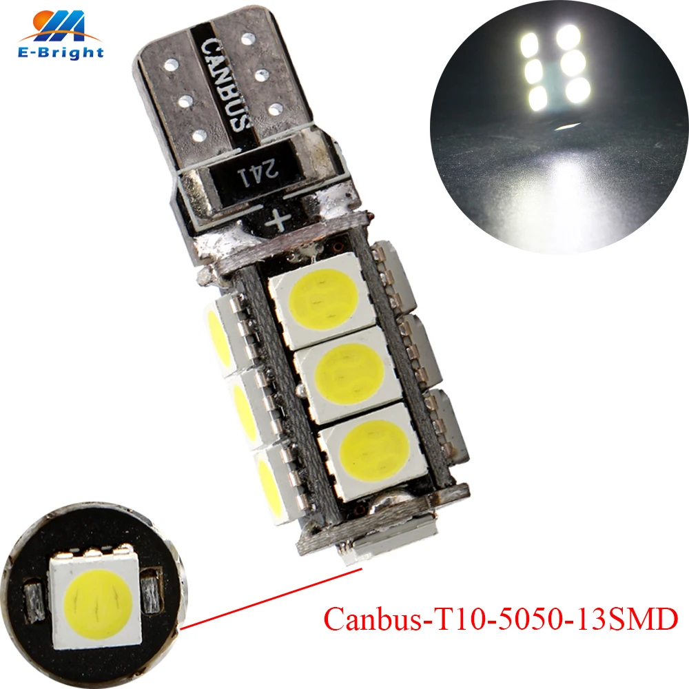 Высокое качество 4 шт./лот Canbus автомобиль T10 5050 13 SMD 13LED свет W5W 194 NO OBC Ошибка черный
