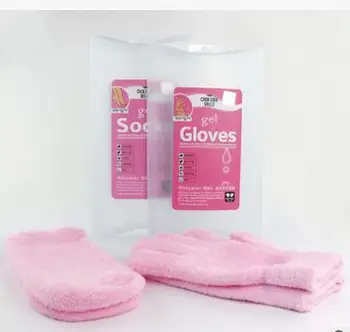 

40 Pcs/lot (10 pairs glove+10 Pairs Sock) Retail Package Whiten Hand Feet Skin Moisturizing Treatment Gel SPA Sock and Glove