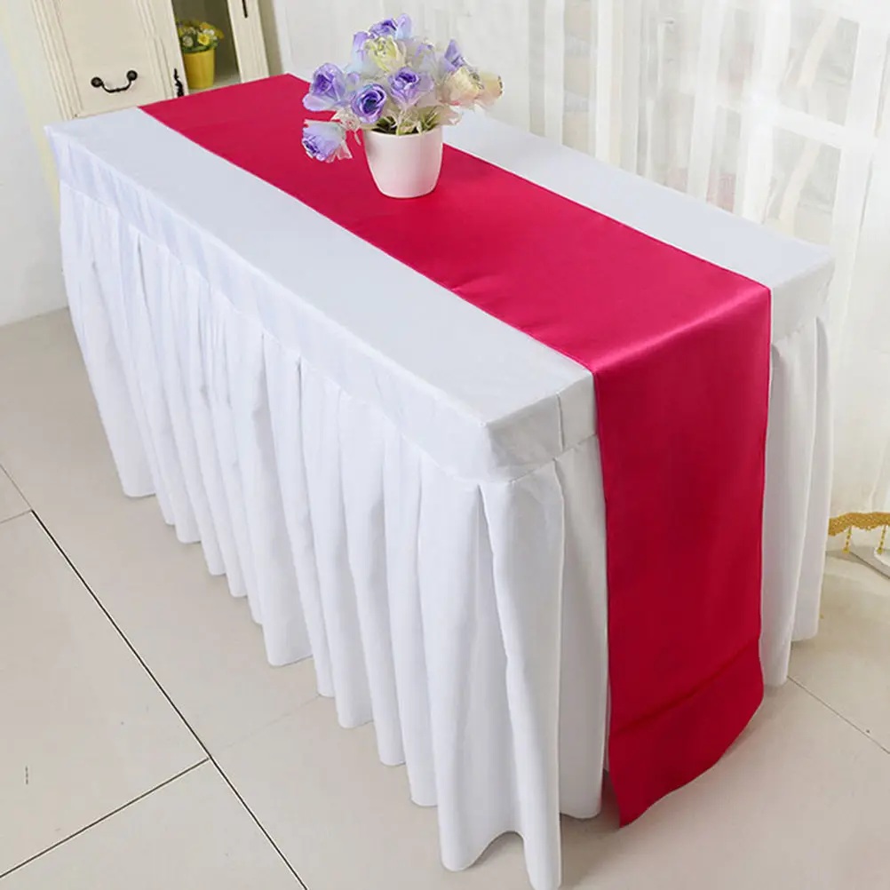 1 PCS 8 Colors Table Runners Solid Satin Polyester Ribbon Rustic Home