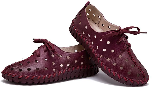 Женская обувь ручной работы из натуральной кожи на плоской подошве; женские мокасины на шнуровке; лоферы; повседневная женская обувь; 5 цветов