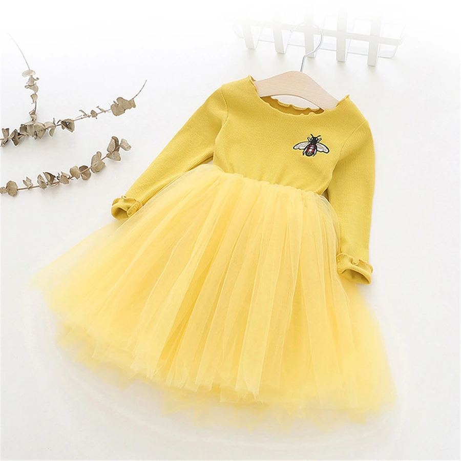 

New Design Girls Embroidered Gauze Dress 2019 Spring Children Long Sleeve Cotton Princess Party Dresses baby Ball Gown Dress