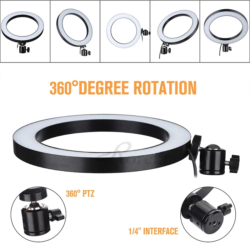 Roreta фотография селфи кольцевой светильник светодиодный видео Live 3500-5500k камера фотостудия светильник USB штекер Диммируемый Светильник ing кольцевой светильник