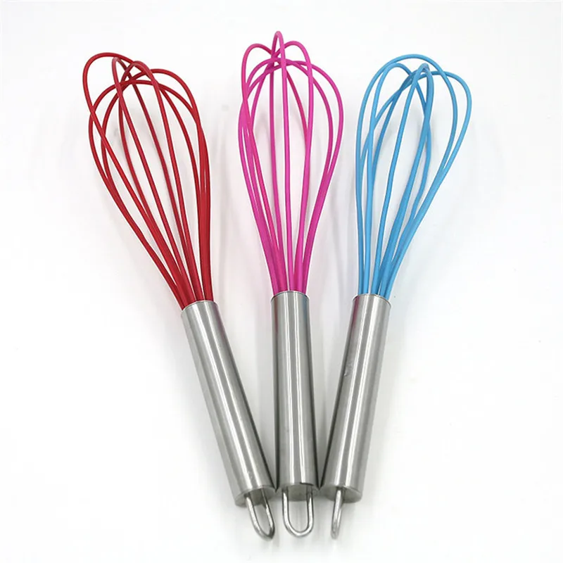 BakeBear Manual Egg Beater Stainless Steel Handle Silicone Egg Beaters
