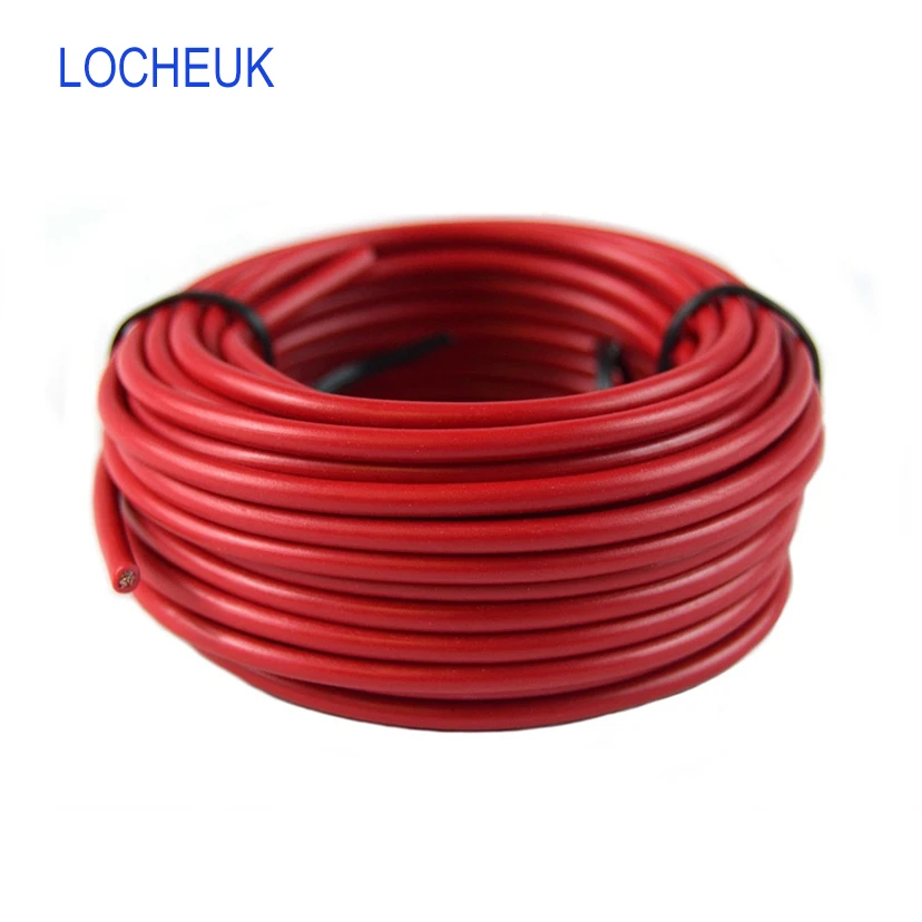 Силиконовые провода 12AWG14AWG16AWG18AWG20AWG22AWG24AWG 26AWG28AWG30AWG теплостойкий Мягкий Витой электрический кабель 1 метр Черный 1 метр Красный