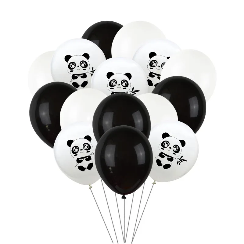 Вечерние шарики с пандой, черно-белые латексные шары для детей на день рождения, вечерние шарики с рисунками животных джунглей