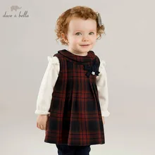 DB8850 Dave Bella Детские платье в клетку без рукавов для девочек осенние платья для детей платье для девочек детский день рождения Эксклюзивное Платье