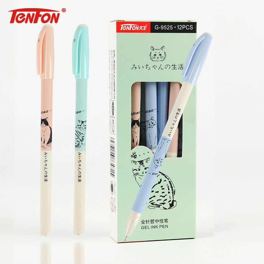 

TENFON Personality Black Ink Gel Pen Cute Cat Gel Pens Stationery Office School Student Stationery Supplies G-9525