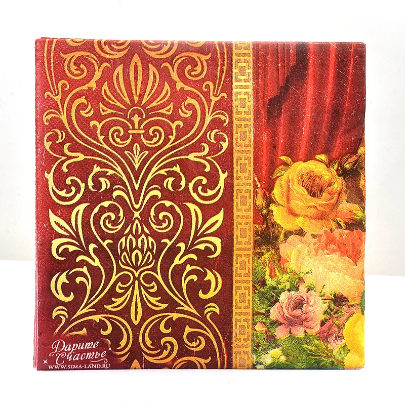 

New High-grade Vintage Red Flower Paper Napkins Cafe&Party Tissue Napkins Decoupage Decoration Paper 33cm*33cm 20pcs/pack/lot