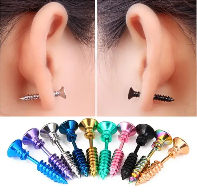 1PC Fashion Men Women Unisex Stainless Steel Whole Screw Stud Earring Punk Top Quality boucle d.jpg 640x640 - 1PC Fashion Men Women Unisex Stainless Steel Whole Screw Stud Earring Punk Top Quality boucle d'oreille