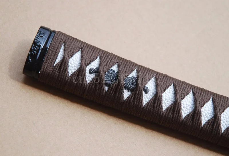 Классический и нежный Tsuka хорошая ручка коричневый шелк Ito& имитированный белый Rayskin& сплав Fuchi Кашира для японского меча катана