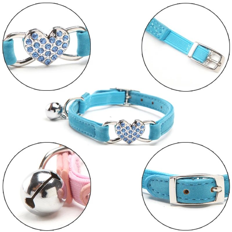 Personalized Cat Collar Kitty Cat Collars Safety Pet Dog Harnesses Hot Selling Cute Bell Cat Dog Collars Adjustable Leather 30S1