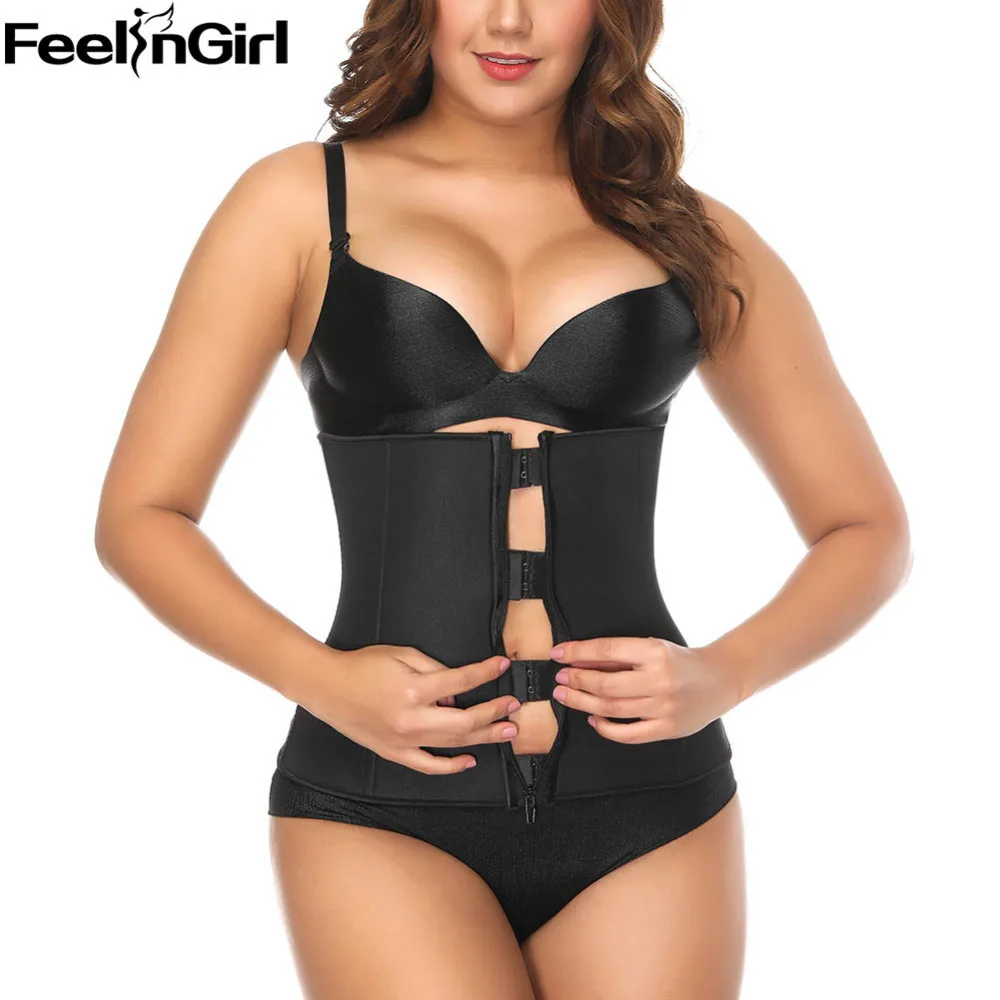 FeelinGirl Female Cinta Modeladora Zip Up Clip Slimming Waist Trainer Corset Women Tummy Control Body Shaper
