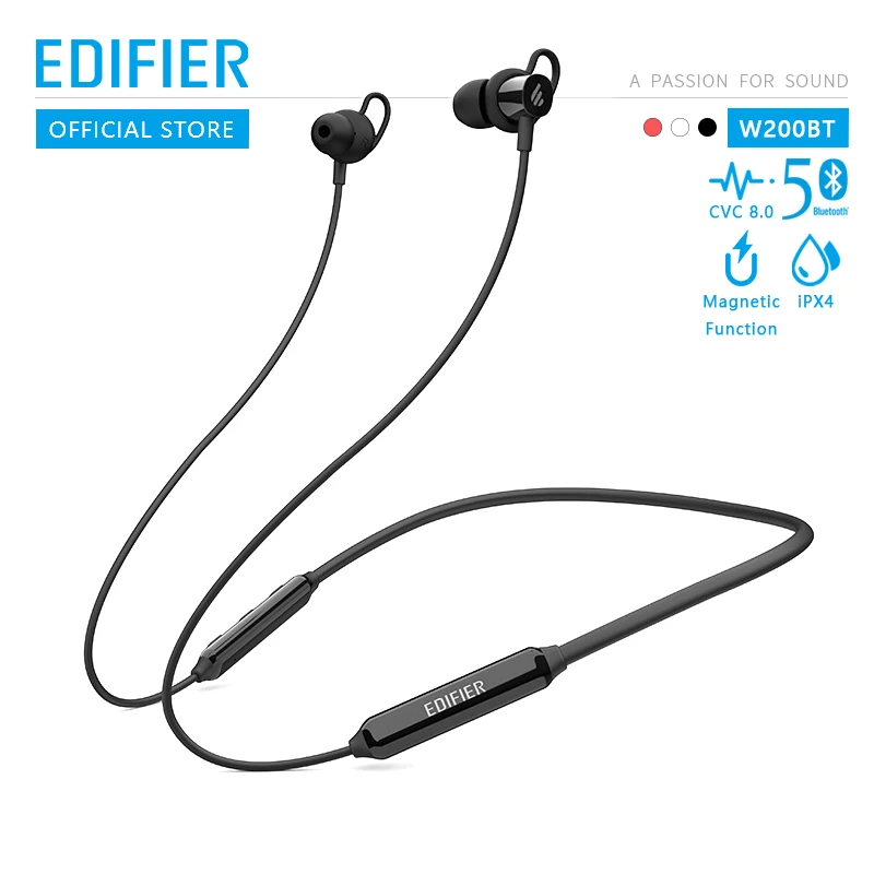 EDIFIER W200BT(SE) беспроводные наушники Bluetooth 5,0 IPX4 Номинальная Водонепроницаемость 7 часов воспроизведения Магнитная функция bluetooth наушники