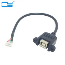 5pcs 20cm 0.2m USB 2.0 Type B Female socket Printer Panel Mount to Pitch 2.0mm 5pin Housing PCB Motherboard Dupont Cable