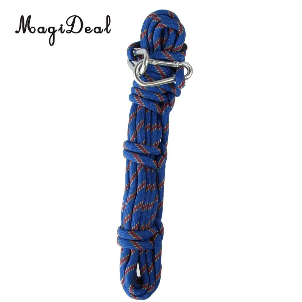 MagiDeal Professional 10M 10mm Outdoor Rock Climbing 1Pc Rope&2Pcs Carabiners for Rescue Rappelling Safety Hiking Supplies Blue